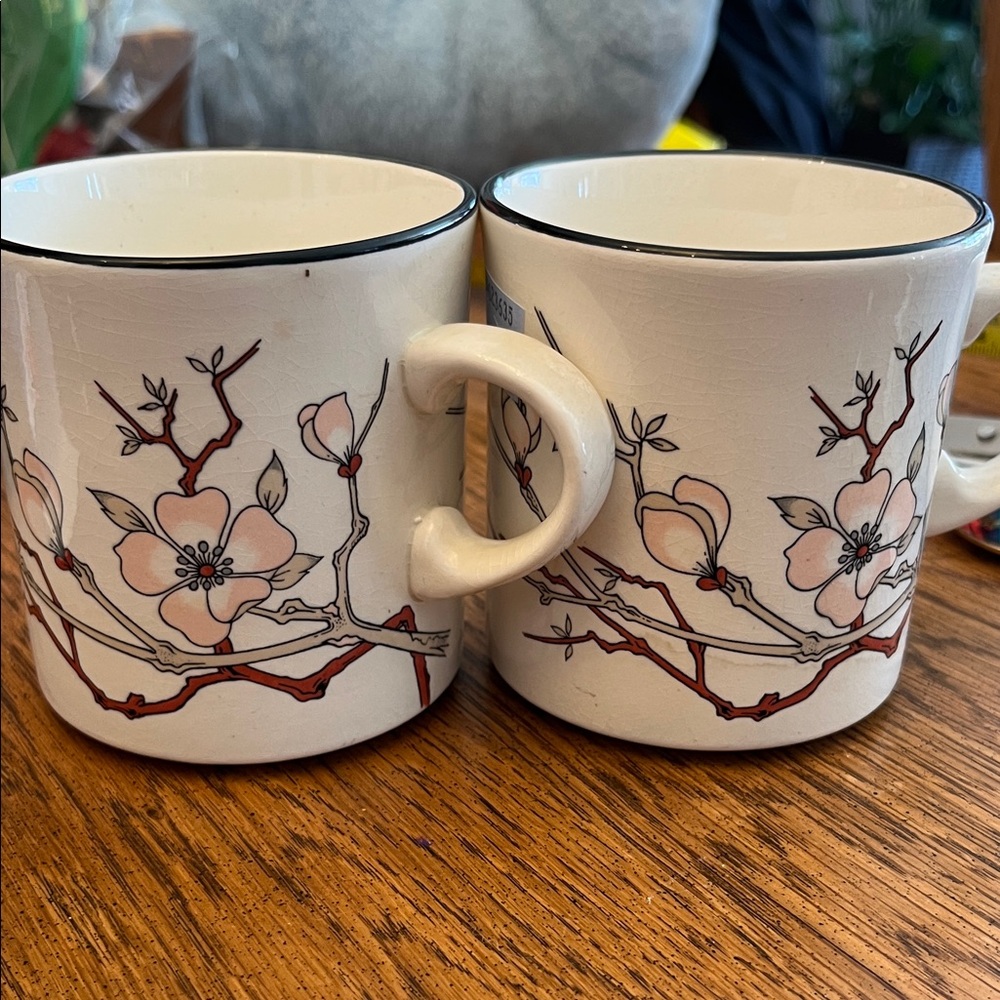 Cherry Blossom Ceramic Mugs - White and Pink